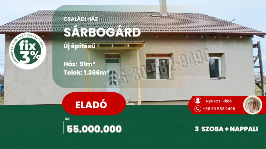 eladó újszerű családi ház, Sárbogárd